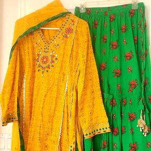 Mehndi,hena wedding outfit 3 piece